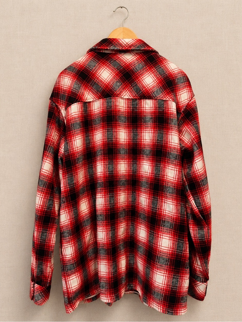 LAMARQUE Plaid Shacket Overshirt Red Black Flannel Jacket M - Picture 2 of 10